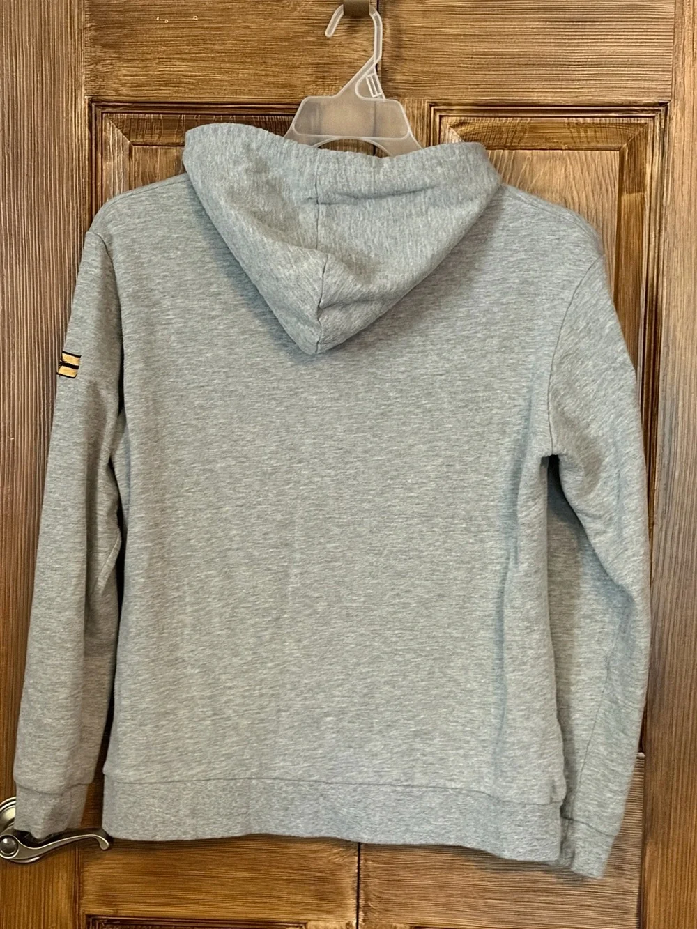 Captain Marvel Gray Crewneck Hoodie with Multicolor Embroidered Star Emblem  Lg - Picture 3 of 8